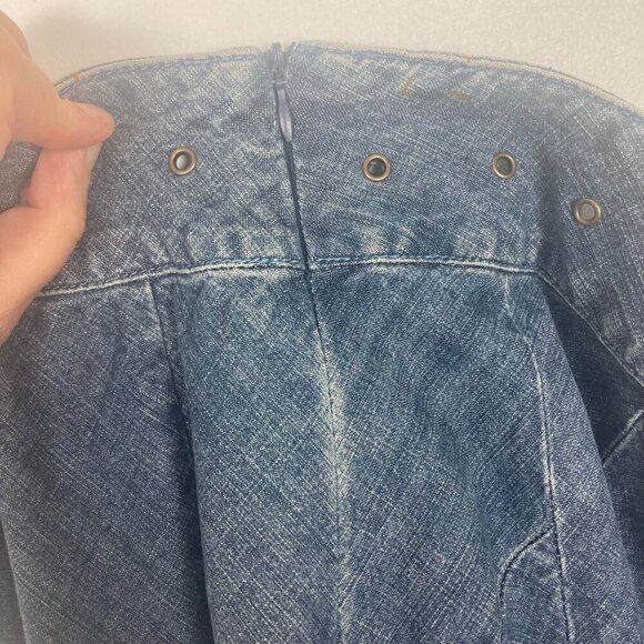 Vintage Y2K Tasha Polizzi Grommet Denim Skirt Womens 4 Flared Cotton 32in Waist - Picture 8 of 8